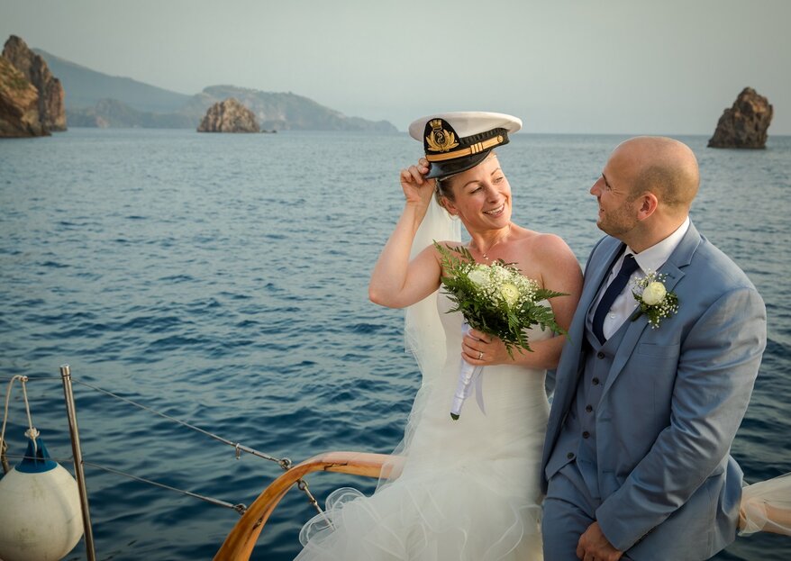 A Wedding On A Boat in Paradise Island, Lipari captured by Luigi Licata Photography